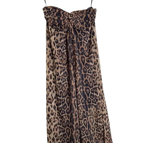 Sans Souci Leopard Print Strapless Maxi Dress Size M Boho Animal Print EUC - Picture 4 of 8